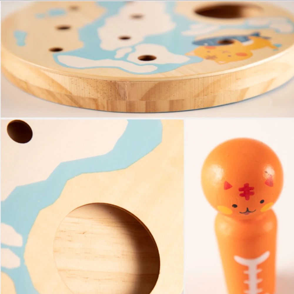 Детская забавная головоломка котенок сенсорная рыба деревянная Магнитная