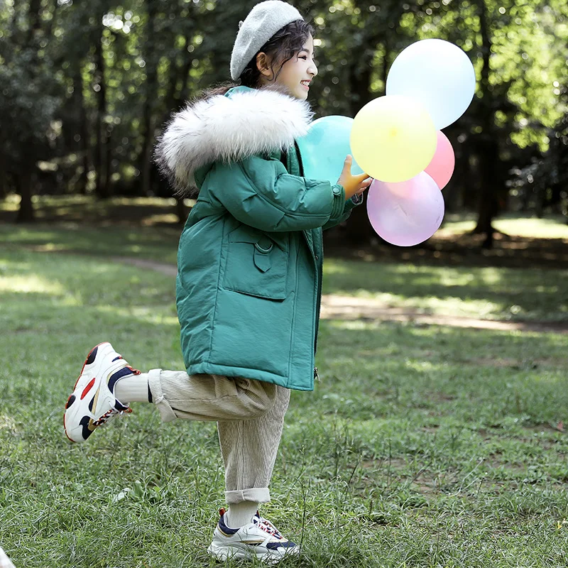 Зимняя теплая длинная куртка с хлопковой подкладкой и меховым воротником для