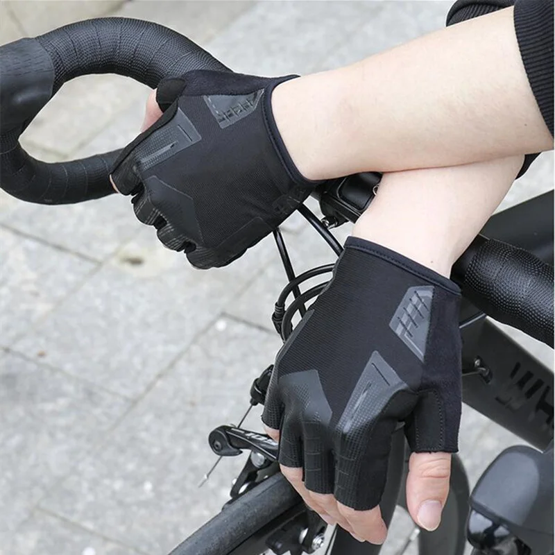 

1 Pair Outdoor Sports Unisex Cycling Rubber EVA Half Finger Gloves Damping Anti-slip Breathable Road Racing Bicycle Glove