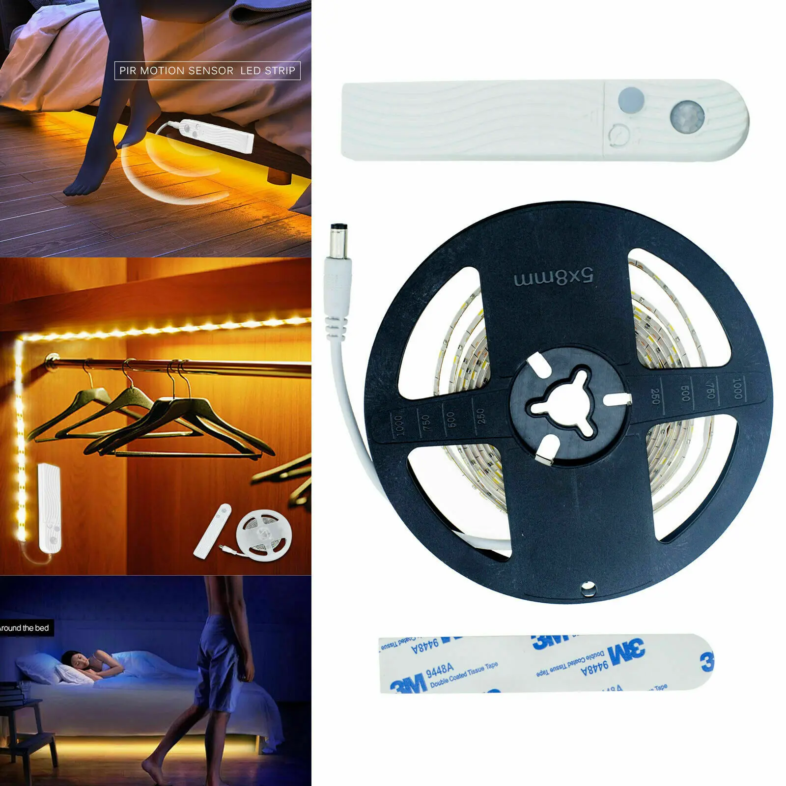 

5V 1M/3M PIR Motion Sensor LED Strips Light Flexible Neon Stripe Ribbon Tape Fita Diode TV Backlight for Living Room Corridor