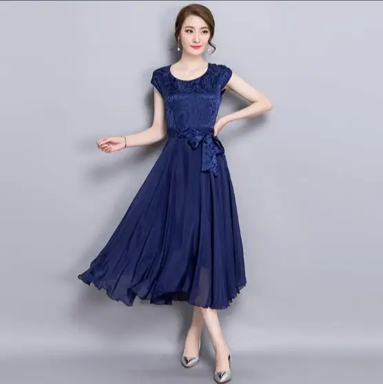 Летнее платье женское 2019 элегантное шифоновое шелковое вечернее для женщин