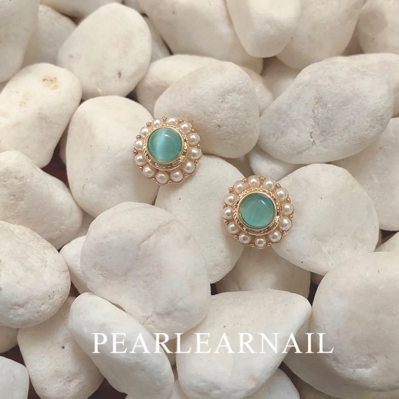 

925 Silver Needle Pearl Opal Earrings Women