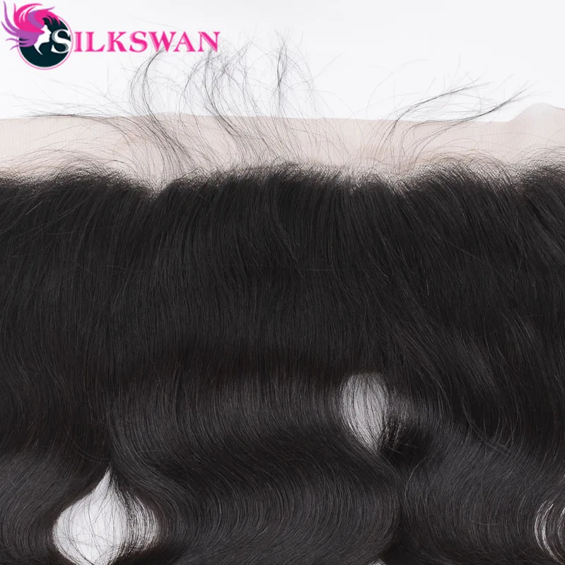 Silkswan волосы бразильские 13*4 Кружева Фронтальная волна тела Remy человеческие от уха