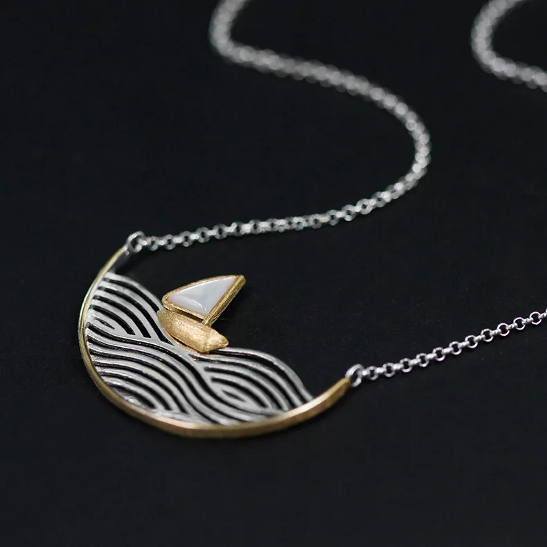 INATURE Новая мода 925 пробы серебро натуральный корпус кулон парусник ожерелье для