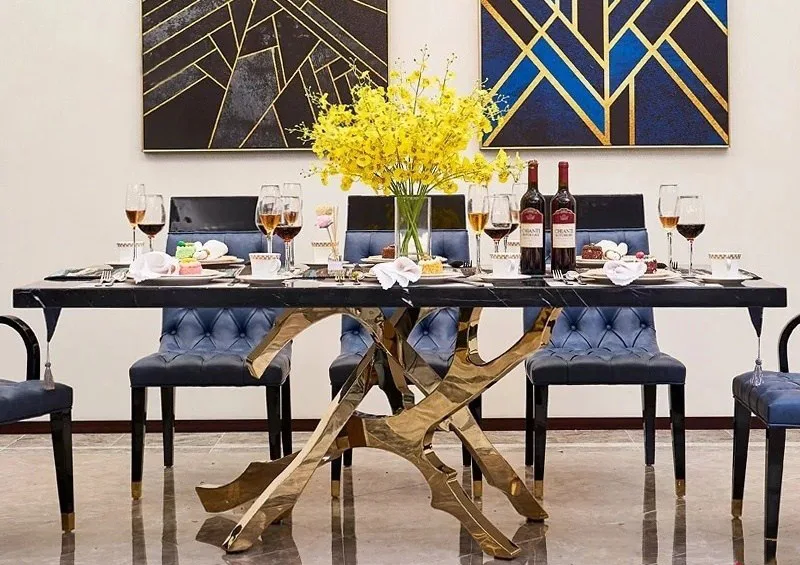 Набор обеденной комнаты из нержавеющей стали минималистичный современный