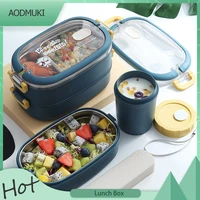 japanese style portable 304stainless steel lunch box student multi layer bento box food sealed container with warmer bag cutlery
