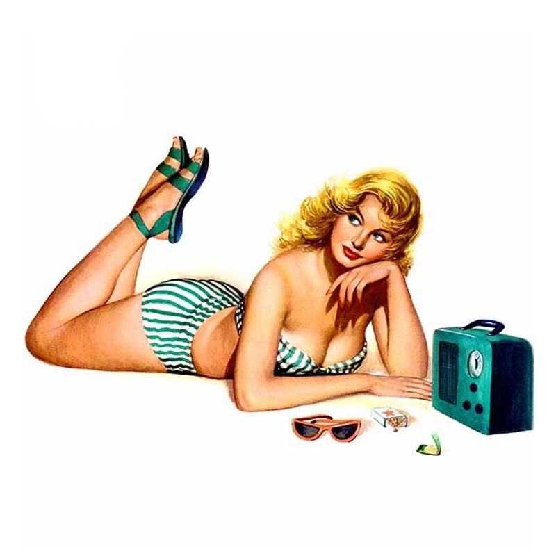 

Creative Decals Car StylingI Pin Up Girl Sticker Vintage Sexy Waterproof Bumper Car Sticker Accessories Exterior Decor PVC13x8cm