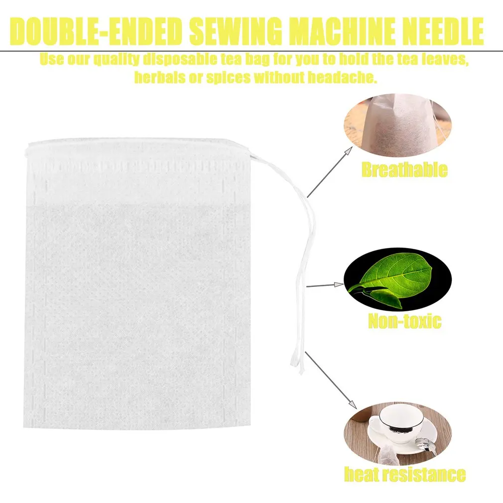 100 шт./лот тянущиеся шнурки чайные пакетики ситечко заварочный фильтр бумажные