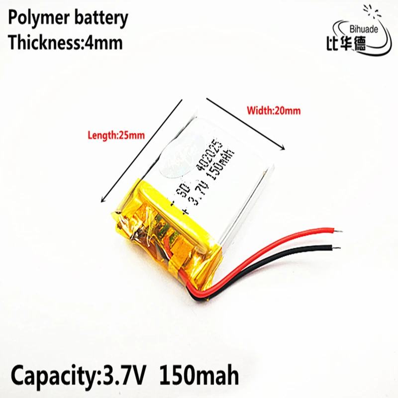 3,7 V 402025 150mAh полимерный литий-ионный аккумулятор для ployer P319 aigo E5808 MP3 sony Ericsson MW1 беспроводной Bluetooth