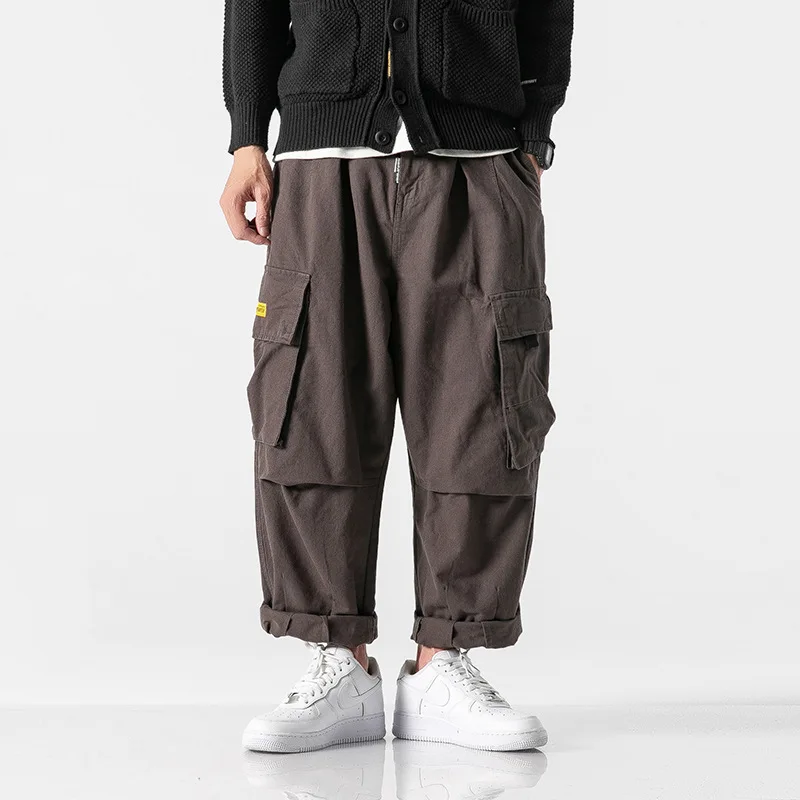 2019 autumn Japanese solid color overalls multi-pocket men s casual pants loose tide brand straight pants