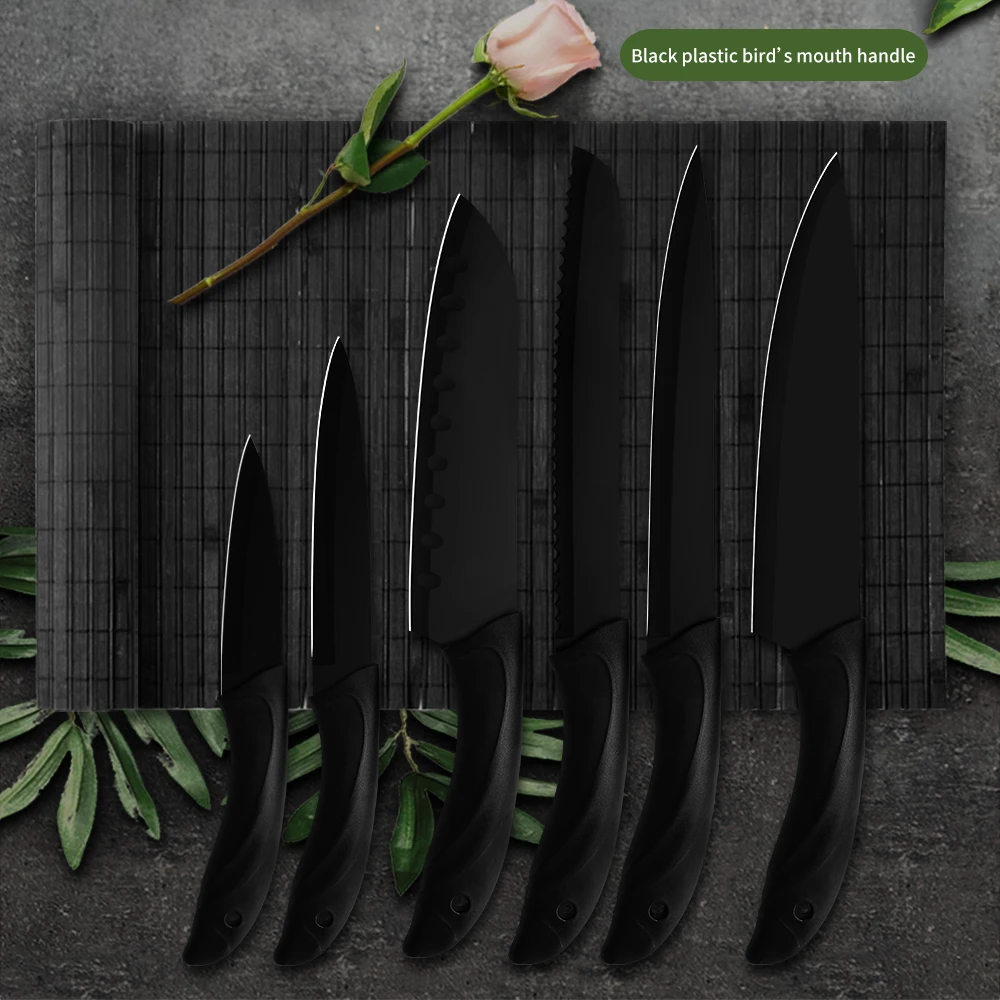 

Набор поварских ножей в японском стиле, 6 шт., 8 дюймов, шеф-повар, нарезка хлеба, 7 дюймов, сантоку, 5 дюймов, универсальный нож для чистки овоще...