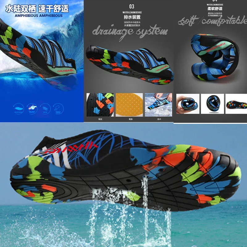 

New Daiwa Fishing Water Shoes Men Beach Outdoor Wading Shoes Climbing Shoes Surf Woman Quick-Drying Dawa Fishing Shoes Size35-46