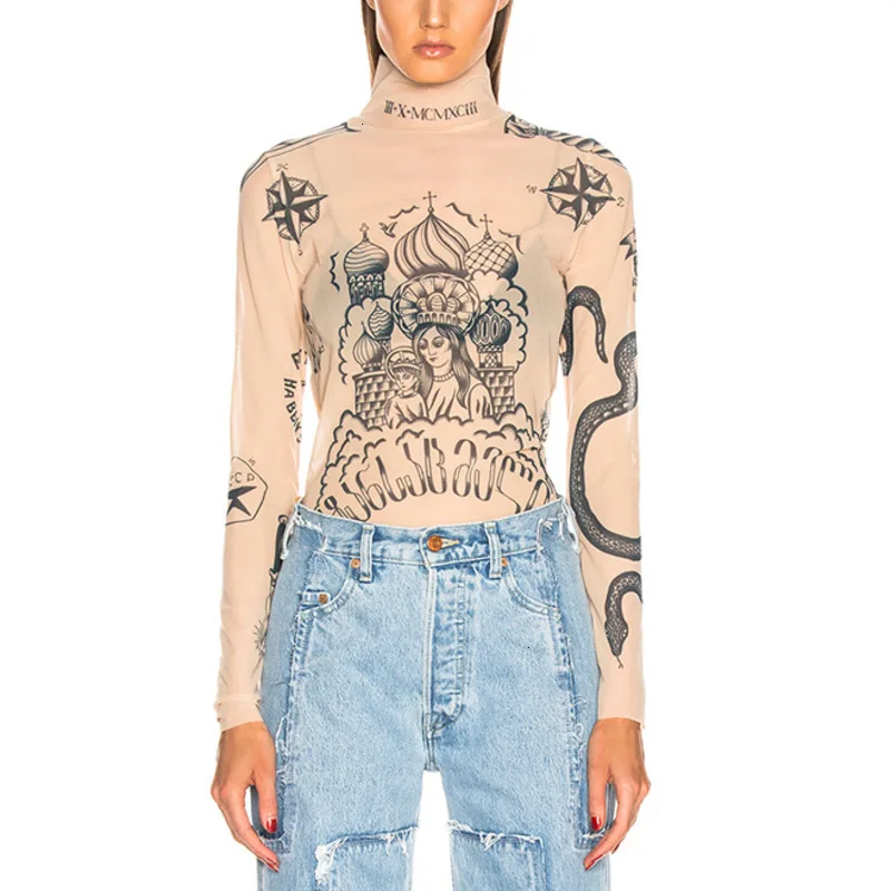 Женский топ с принтом TVVOVVIN винтажный пикантный солнцезащитный высоким