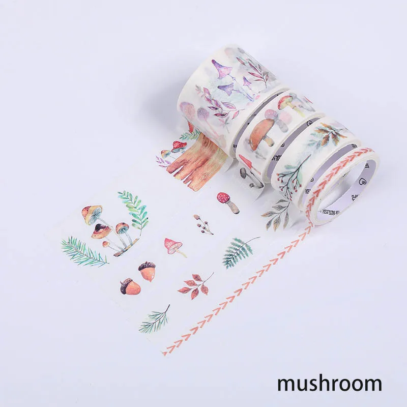 mushroom 4 рулона японские канцелярские товары Живопись Стиль Васи клейкие ленты маскировки декоративные ленты стикеры s многофункциональный DIY Скрапбукинг стикер - Цвет: mushroom