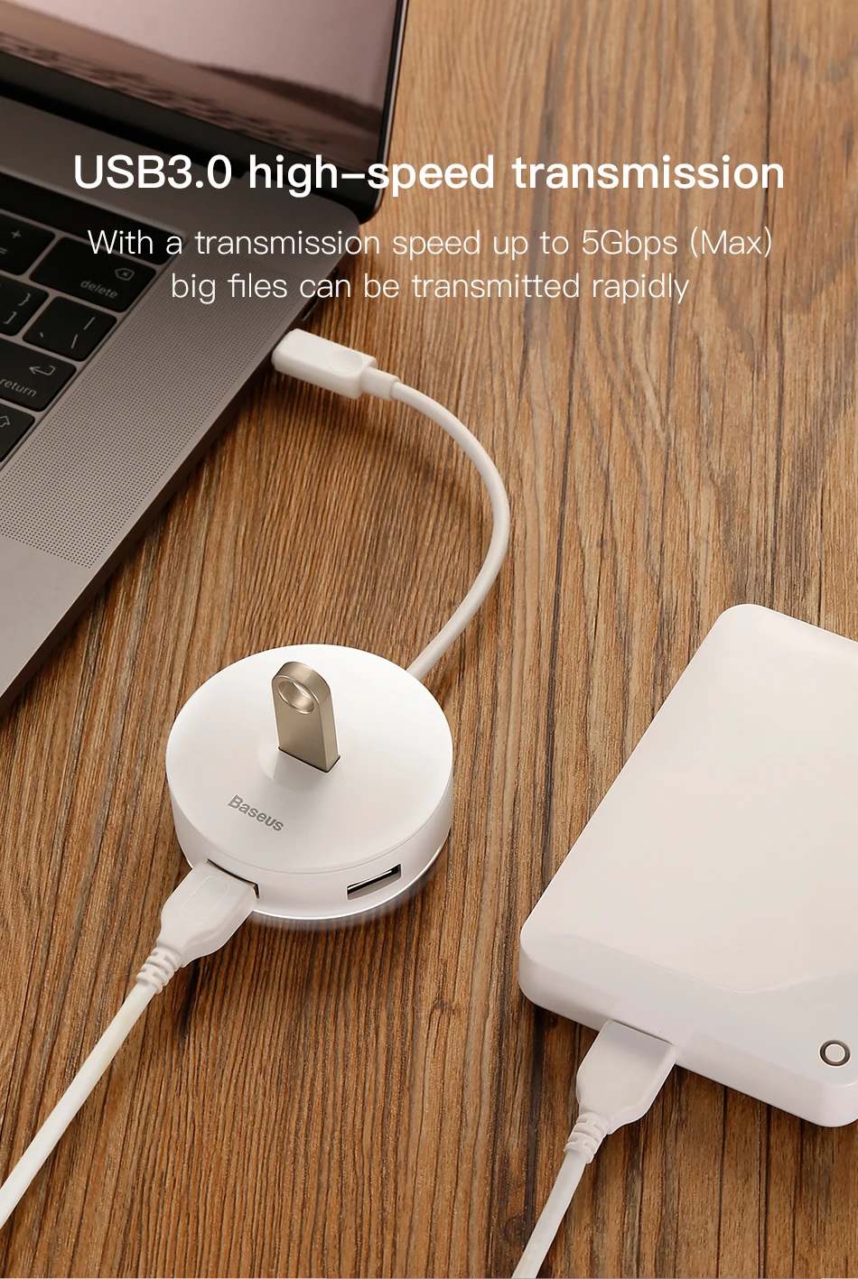 BASUES USB C док-станция USB 3,0 концентратор разделитель несколько USB хаб Тип C концентратор 2,0 мульти хаб расширитель 4 Порты и разъёмы хаб для портативных ПК
