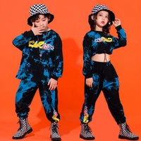 kids cool hip hop clothing tie dye sweatshirt crop tops jogger pants for girls boys party dance costume clothes street wear