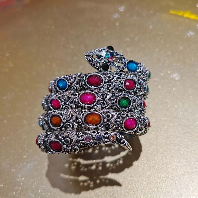 Винтажные Панк Стразы в виде животных хип-хоп кристалл змея браслеты и Ретро Змея