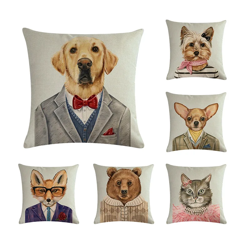 Креативный чехол для подушки с изображением животных собаки миссис кошки мисс |