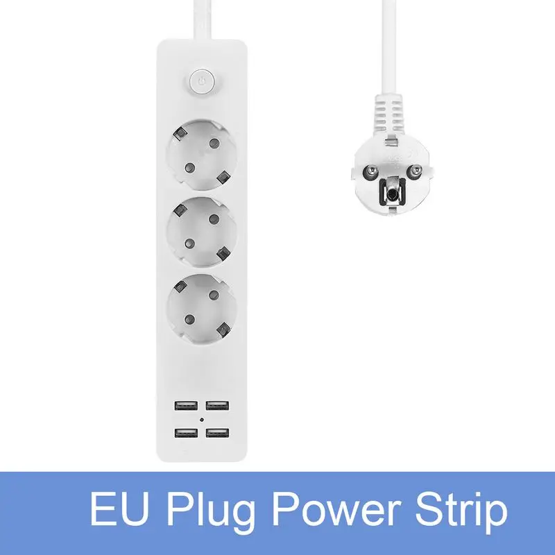 

EU Power Strip Portable EU Schuko type Sockets 1.5/1.8m Cable Multiple Electric Extension Socket With 4 USB Port Fast Charging