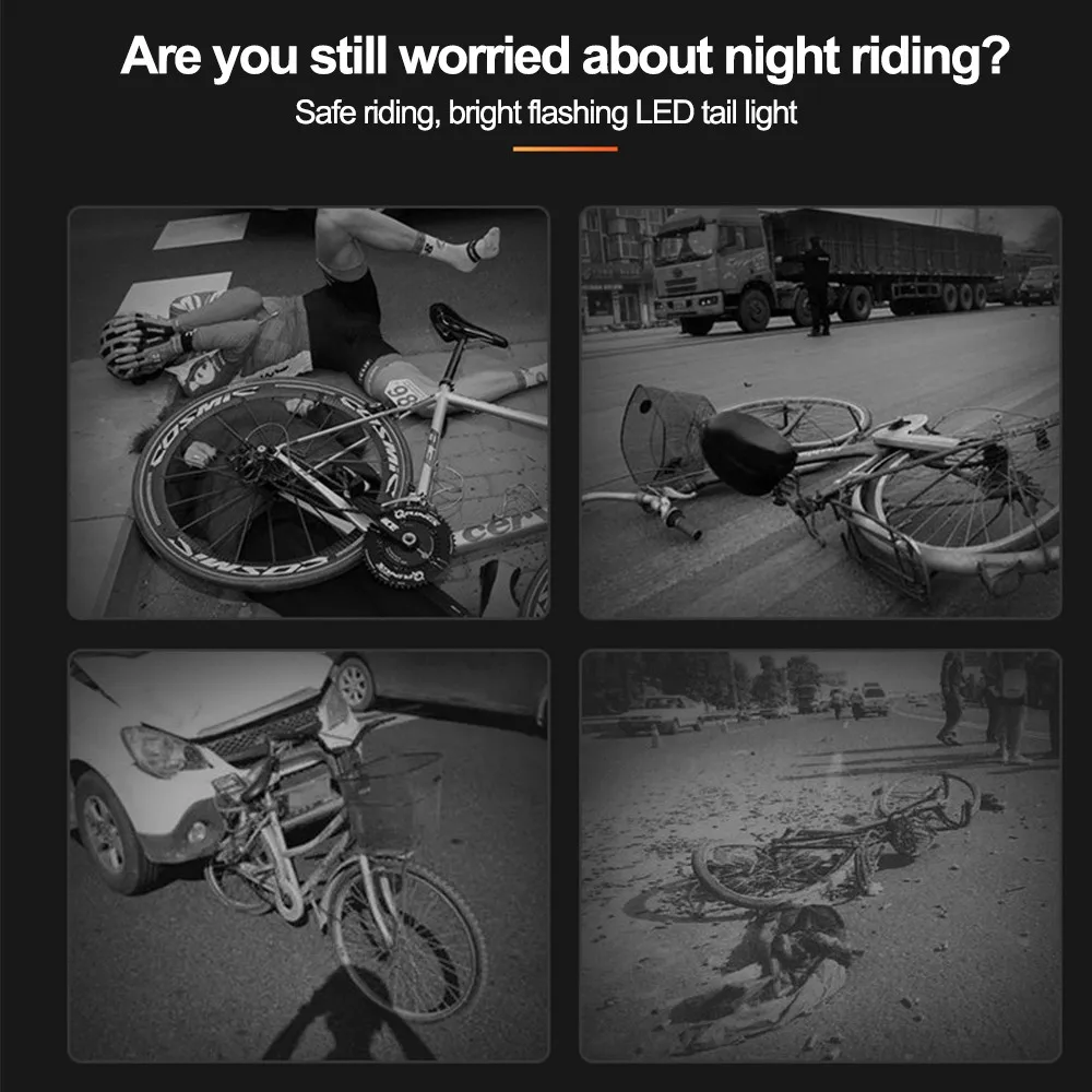 

Bike Tail Light USB Rechargeable LED Bicycle Taillight 5 Modes 10 Lumens Waterproof Cycling Safety Warning Rear Lamp