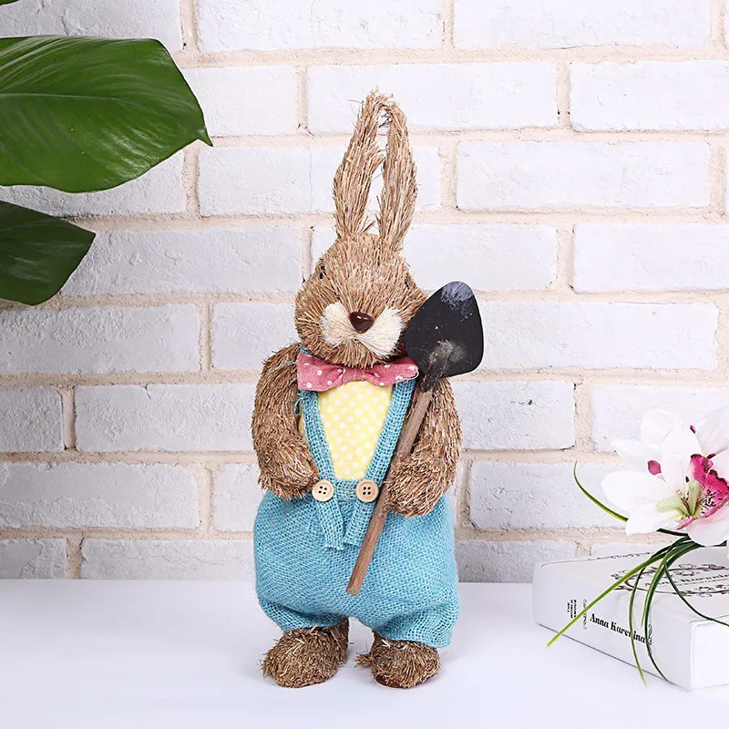 Искусственный соломенный кролик украшение для дома и сада Пасхальный садовый