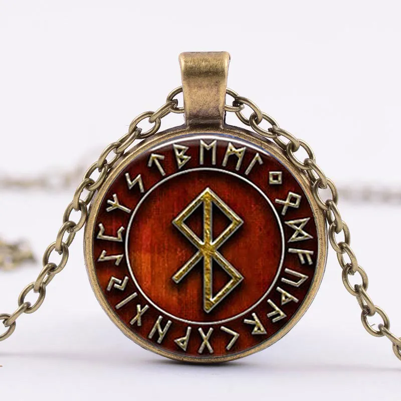 

Viking Peace Rune in Runic Circle pendant jewelry Glass Cabochon Necklace jewelry