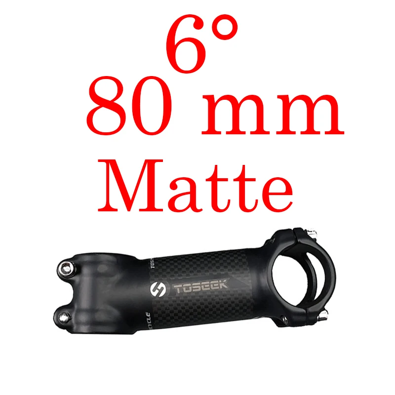 angle 6 Matte 80mm TOSEEK Горный/Шоссейный велосипед Алюминий углерода стволовых коробку подлинной угол 6/17 матовый черный 31,8*60/70/80/90/100/110120 мм 145 г рулевая колонка велосипеда - Цвет: angle 6 Matte 80mm