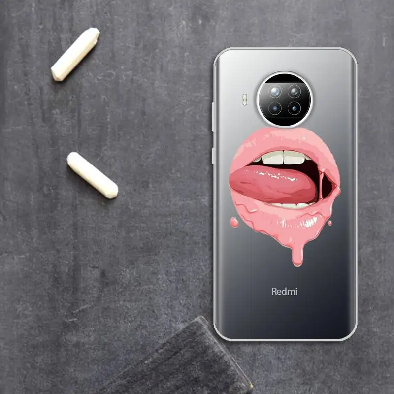 

Sexy lips lipstick Phone Case Transparent for Xiaomi Redmi note 10 t 8 9 pro lite 11