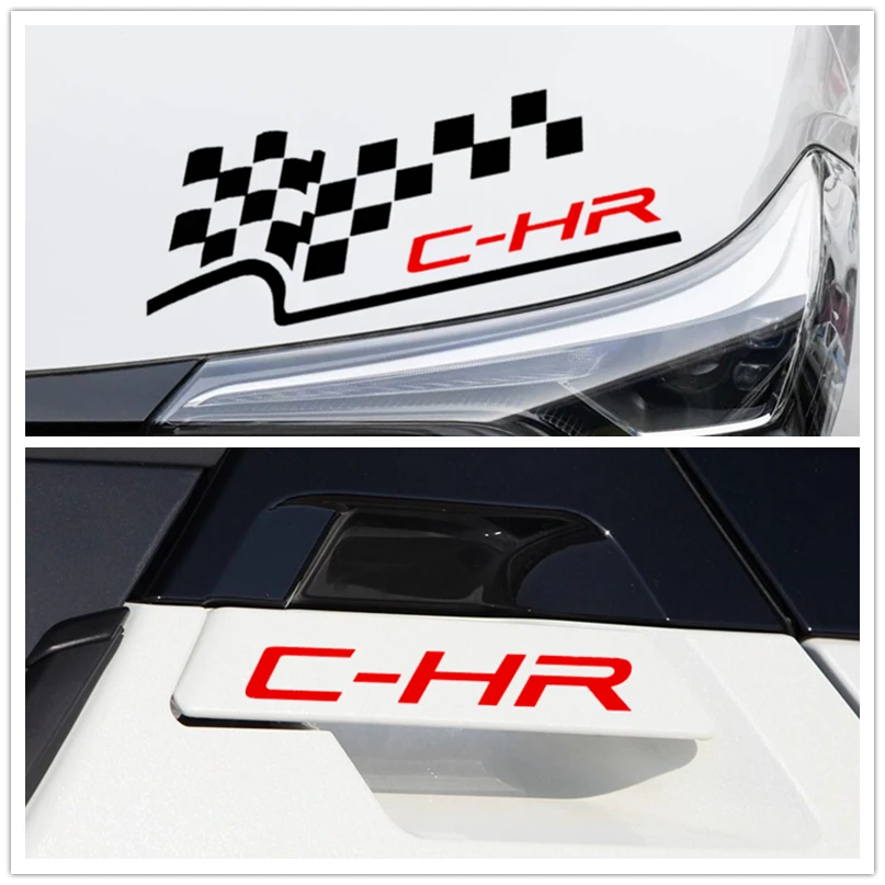 

Car Stickers Checked Flag Head Lights Rearview Mirrors Door Handle For Toyota CHR Vinyls D20