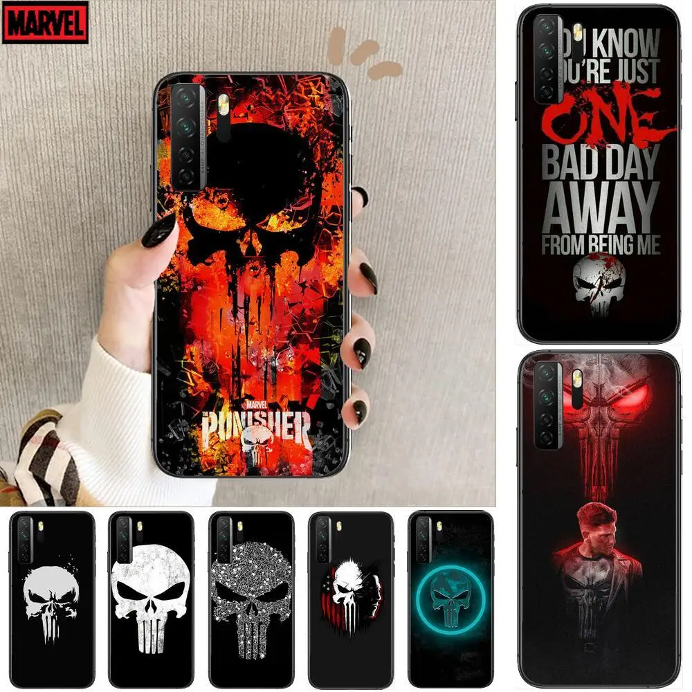 

Marvel Hero Punisher Black Soft Cover The Pooh For Huawei Nova 8 7 6 SE 5T 7i 5i 5Z 5 4 4E 3 3i 3E 2i Pro Phone Case cases
