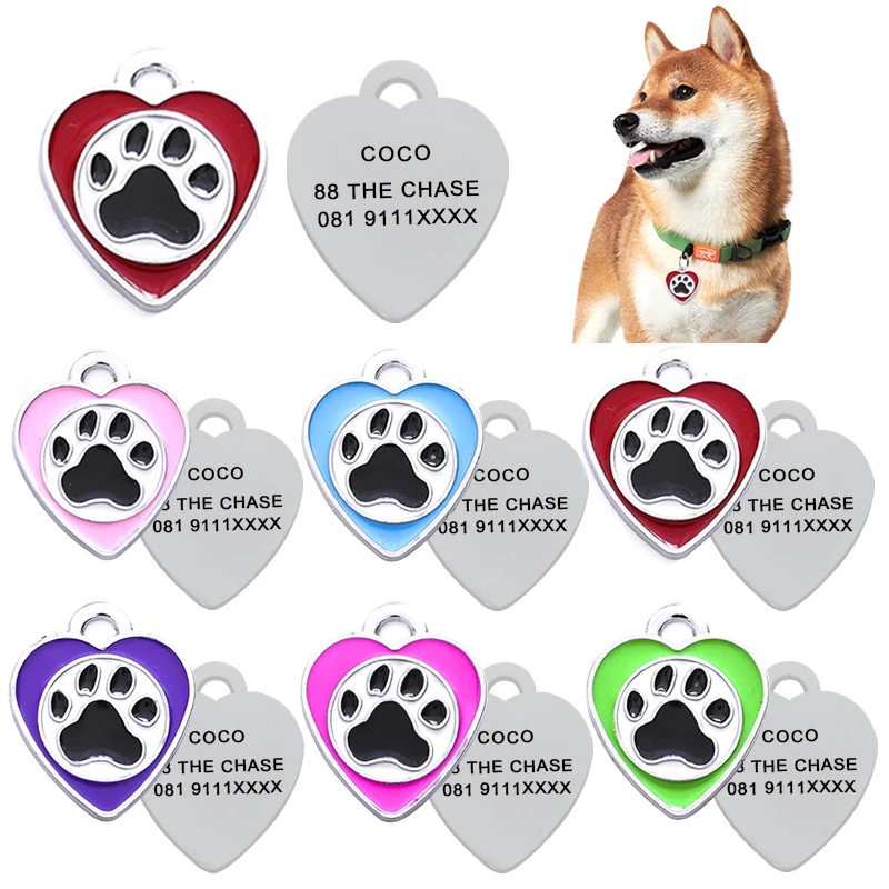 

Love shapeCat Dog ID Tag Custom Free Engraving Personalized Dog Collar Pet Charm Name Pendant Bone Necklace Collar Puppy
