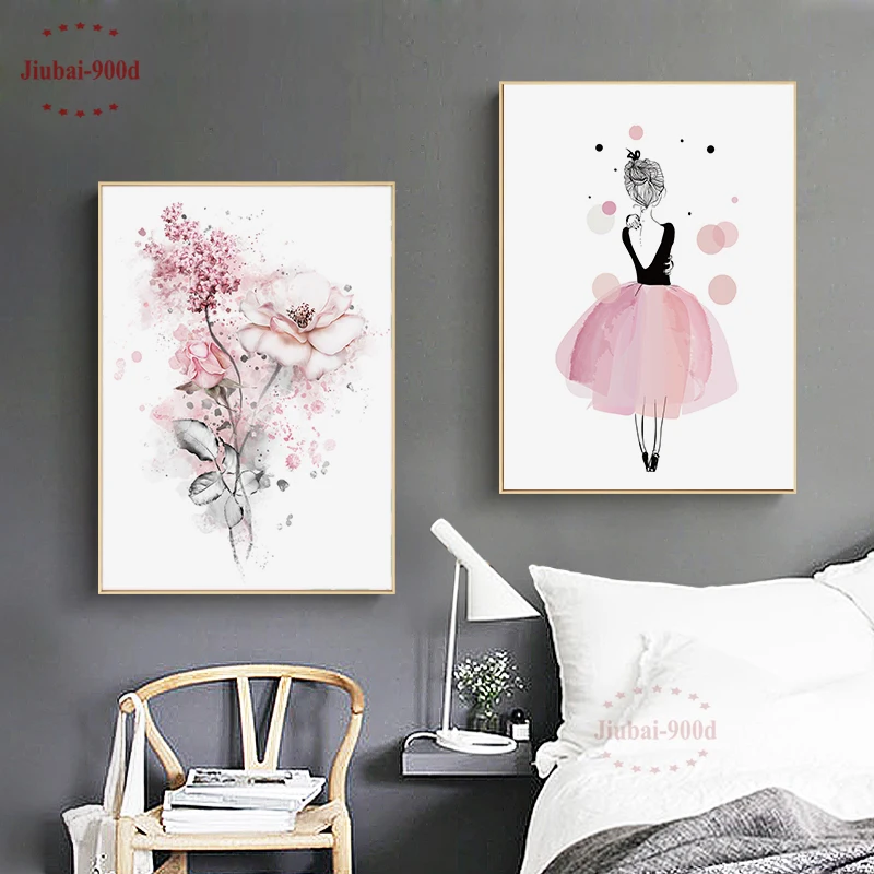 Настенный постер в скандинавском стиле Картина на холсте с изображением розовых