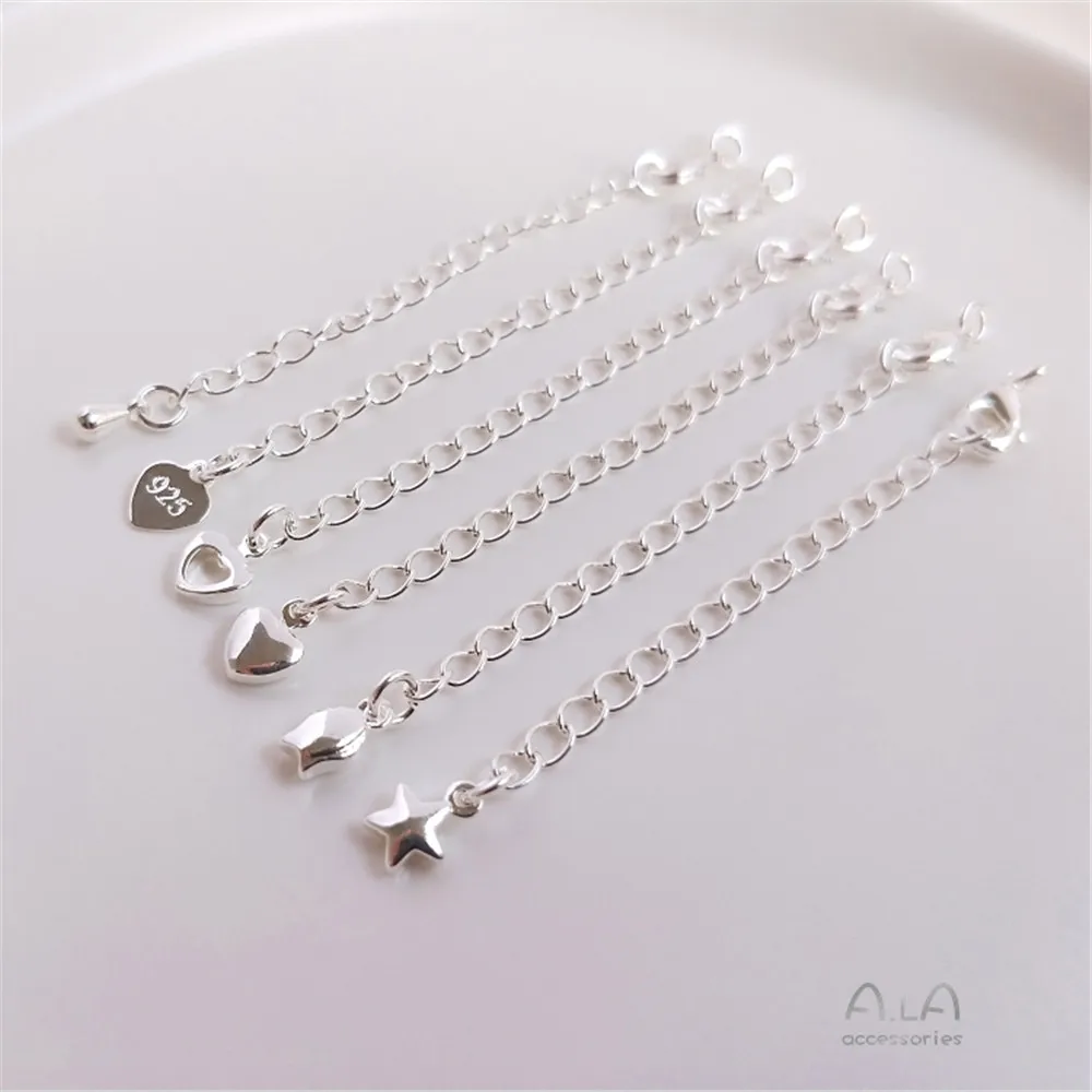 

Extension chain Bag Thick Sterling silver Tail Chain with spring lobster clasp DIY bracelet necklace extension chain accessories