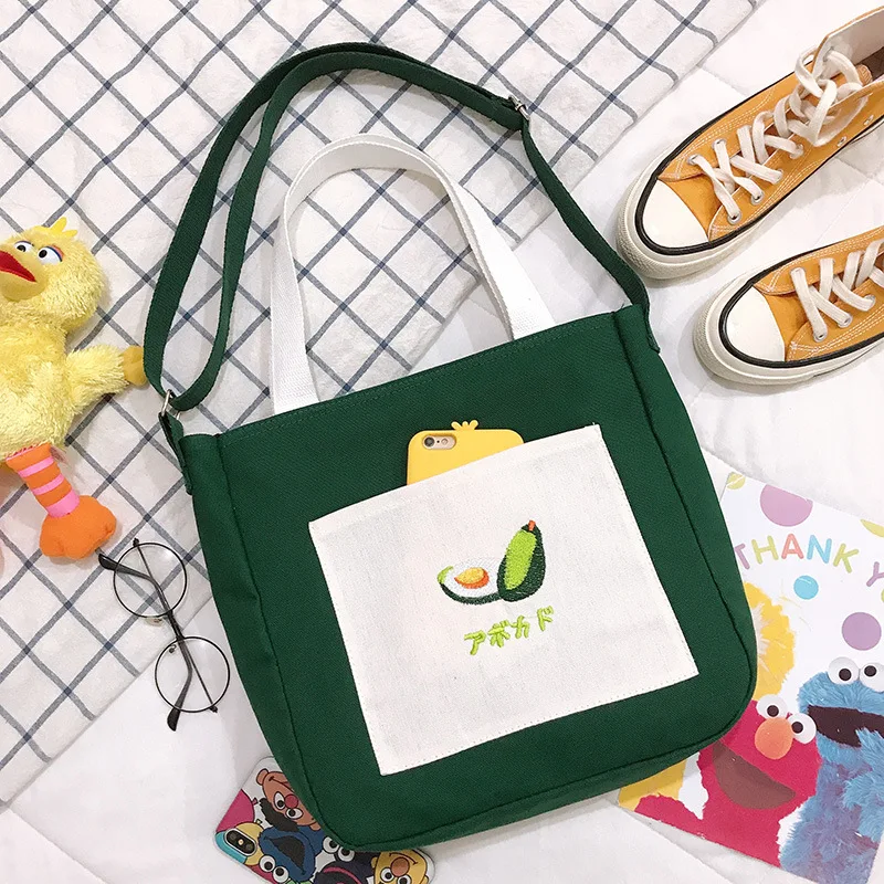 Маленькая свежая Холщовая Сумка с изображением сердца авокадо для девочек