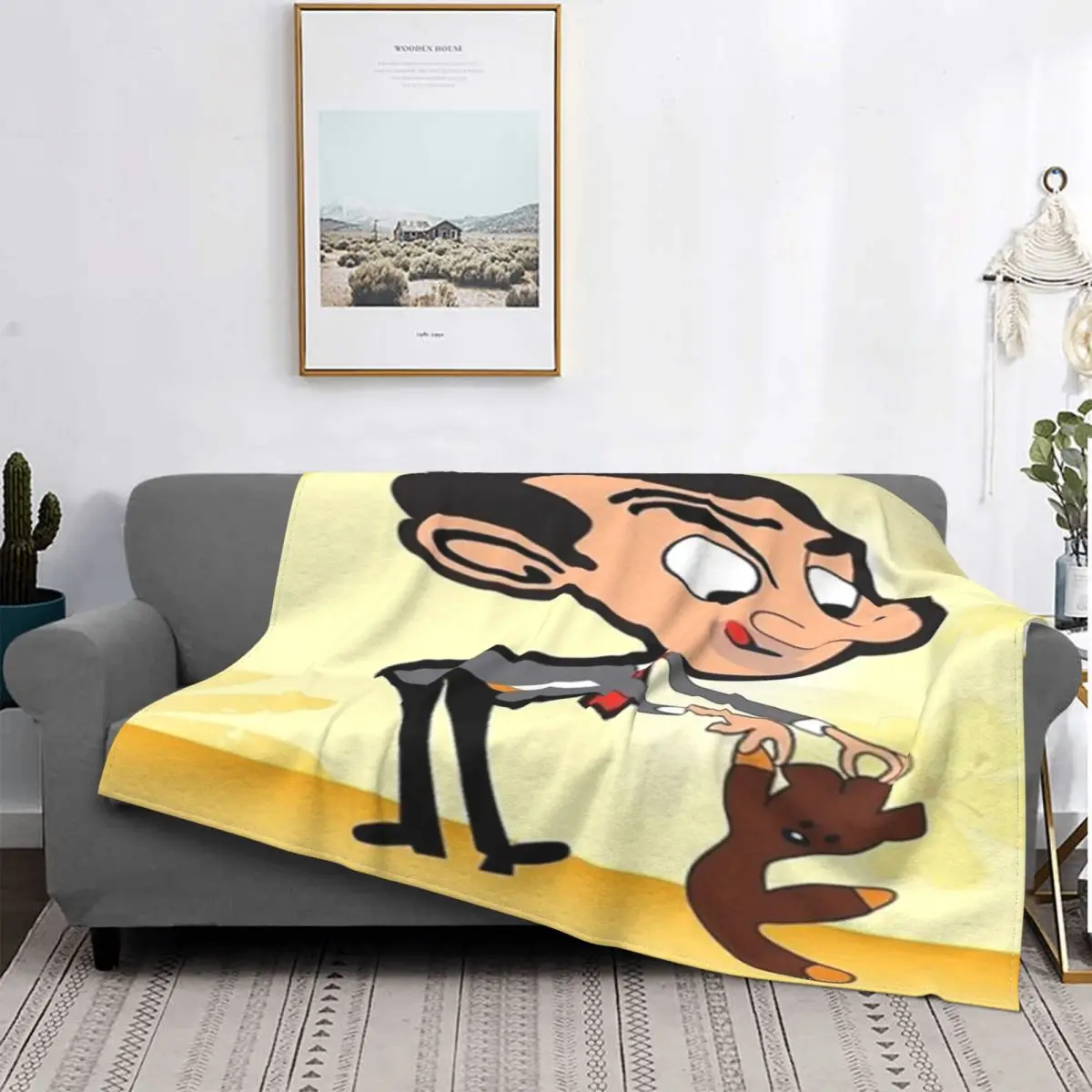 

Mr. Bean para cama-Manta, manta grande a cuadros, toalla playa lujo, 512