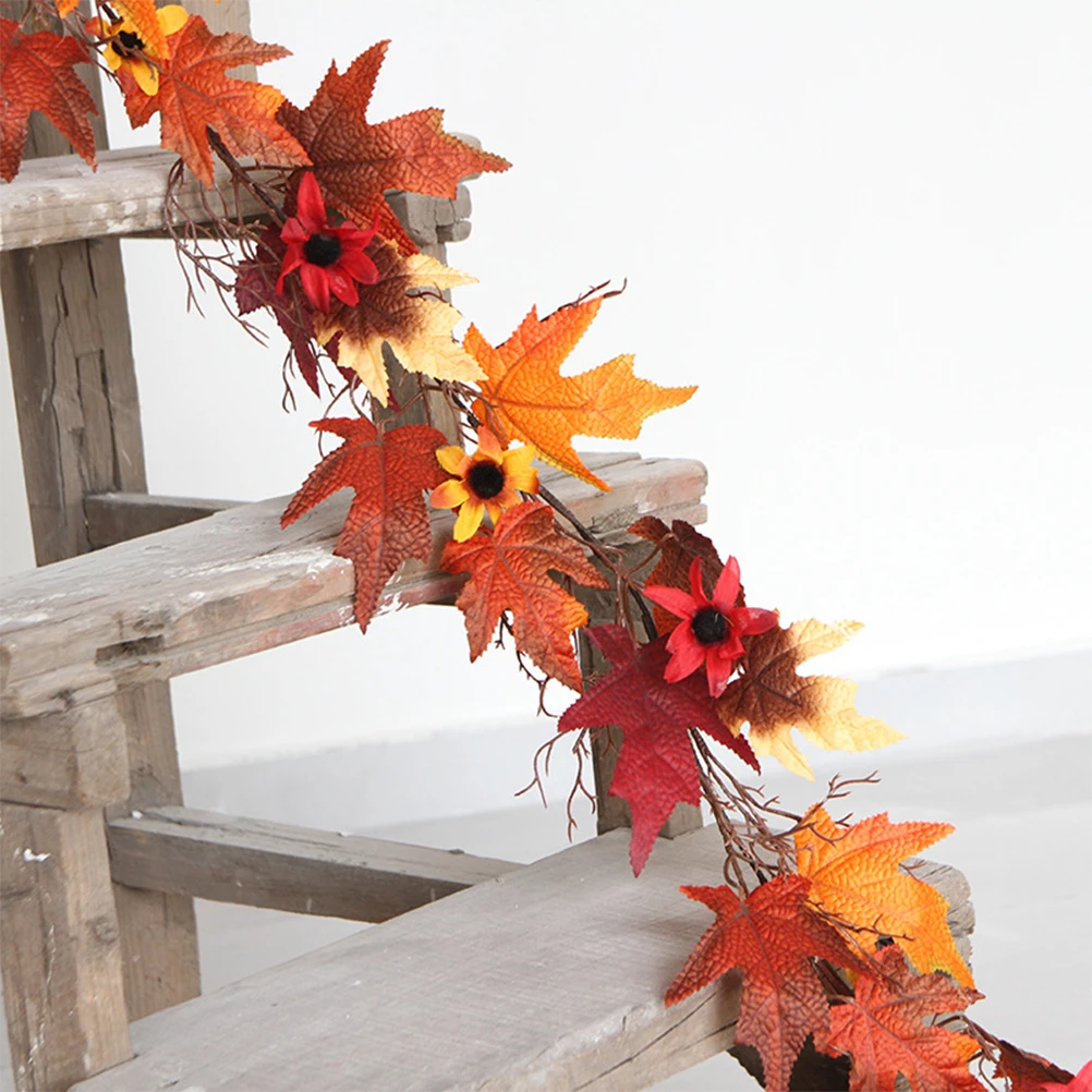 Окно осенние листья гирлянда Искусственный Кленовый лист искусственная