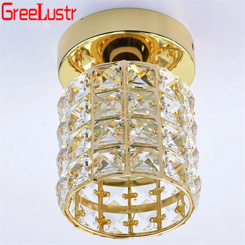 

LED Ceiling Lights Luminaria teto Gold Crystal Ceiling Lamp For Entrance Stair Corridor Abajur Lamparas Plafonnier Home Lighting