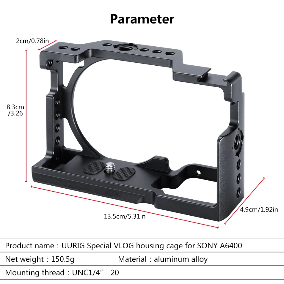 UURig R009 металлическая клетка для камеры sony Alpha A6400 A6300 A6100 рукоятка для камеры аксессуары для DSLR камеры