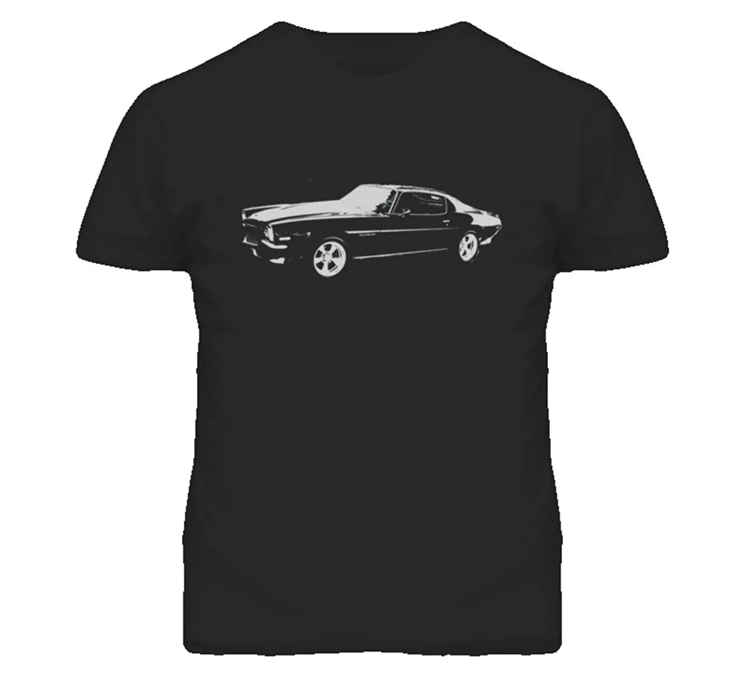 Крутая Повседневная футболка с коротким рукавом 1970 Camaro SS вид сбоку темный цвет