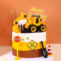 crane tractor cars cake topper birthday cake decor engineering theme construction party first 1st birthday boy baby shower cake