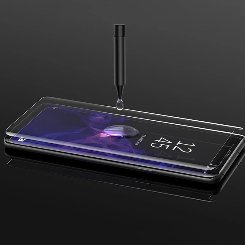 Фото JGKK 3D УФ изогнутое закаленное стекло с полным клеем для Samsung Galaxy S9 Plus S8 Защитная JGKK 3D УФ изогнутое закаленное стекло с полным клеем для Samsung Galaxy S9 Plus S8 Защитная