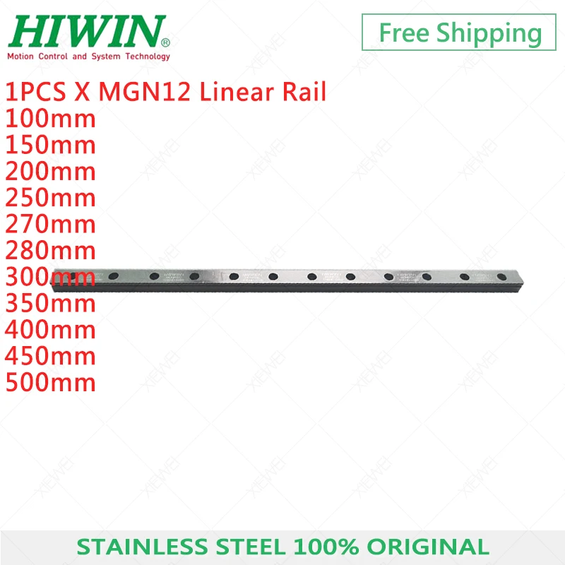 

Free shipping stainless steel HIWIN MGN12 300mm 350mm 400mm 450mm linear rail MGNR12 MGN 12mm linear guide