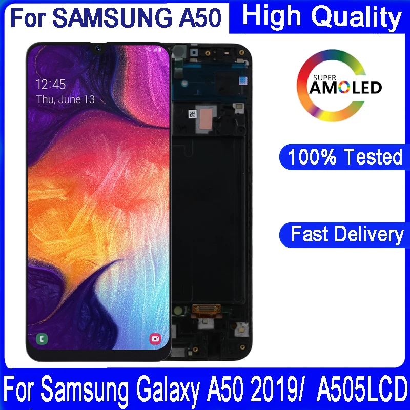 Оригинальный AMOLED дисплей 6 4 дюйма для Samsung galaxy A50 2019 A505F A505FD A505A с рамкой сенсорный