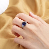oval sapphire rings for women trendy silver color jewelry with gemstones female engagement ring gifts