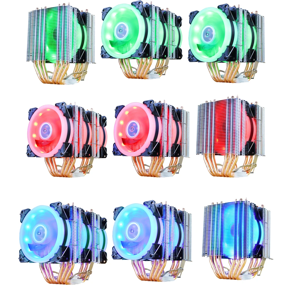 

6 Heat Pipes CPU Cooler 4 Pin PWM PC Quiet Cooling Fan for Intel LGA 775 1150 1155 1156 1366 AMD AM2 AM3 CPU Silent Radiator