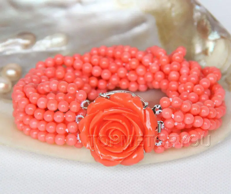 

Wholesale price 16new ^^^^^^^Nobler! 10strands round pink coral bracelet e2289