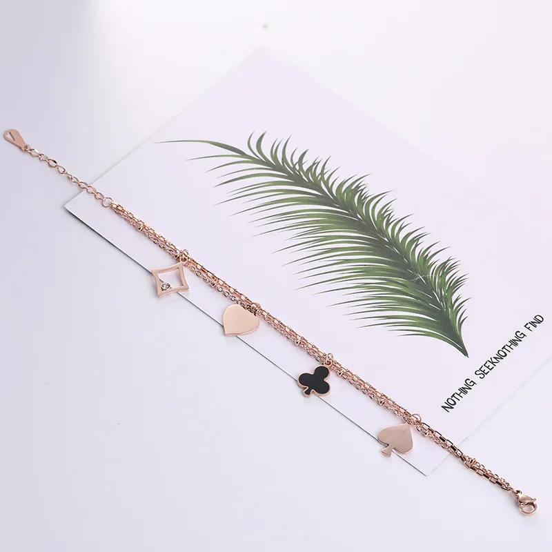 Двойная Цепочка пика сердце титановая сталь Женская универсальная цепочка до