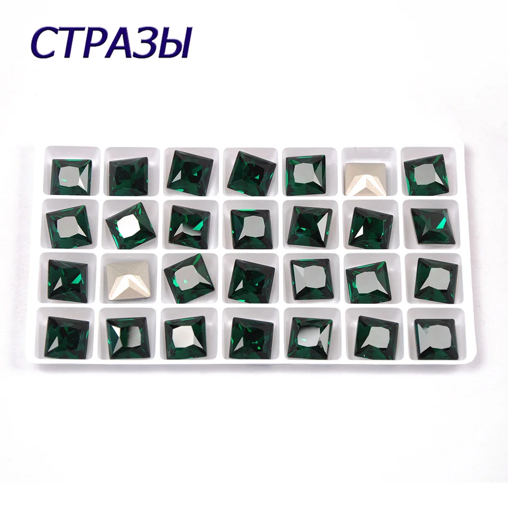 

CTPA3bI Emerald Green Glass Rhinestones With Claw Square DIY Crafts Accessories Sewn Crystal Fancy Stones For Dancing Dress