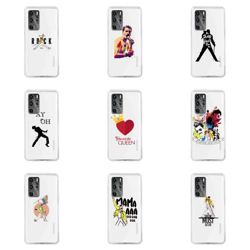

Freddie Mercury Queen band Phone Case For Huawei P40 P30 P20 Mate Honor 10i 30 20 i 10 40 8x 9x Pro Lite Transparent Cover