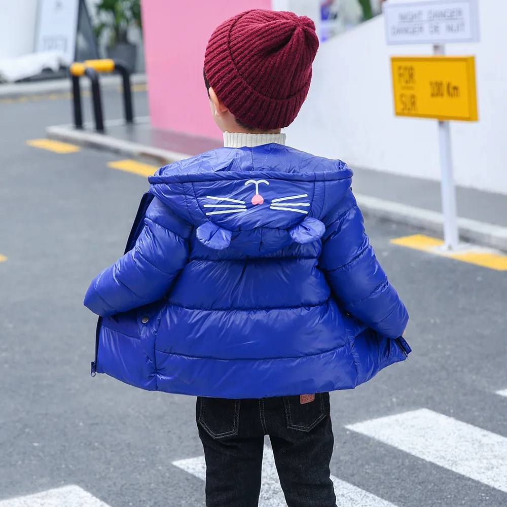 Осенне-зимняя теплая куртка с капюшоном для маленьких мальчиков и девочек